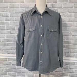 Vintage Lucky Brand Dungarees Gray Work Shirt Sun Fade Grunge Distressed M USA
